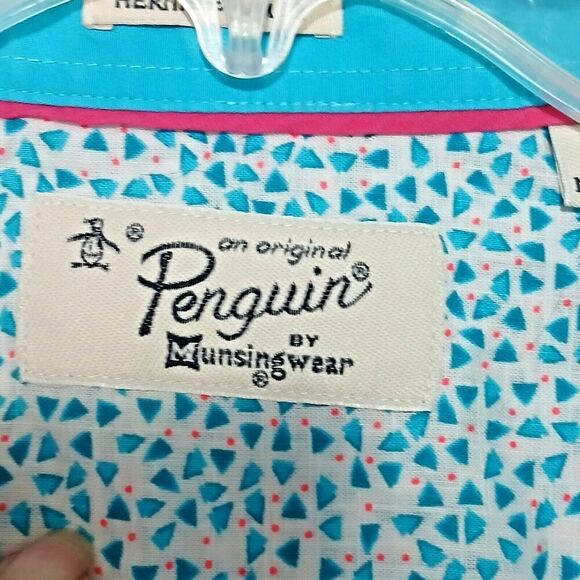 Penguin Slim Fit Blue XXL Short Sleeve Business Casual, Minimalist, Chic Shirt. - Picture 5 of 16